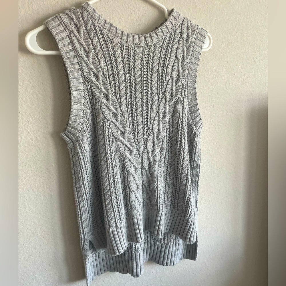Rachel Zoe Light Gray Cable Knit Tank Top